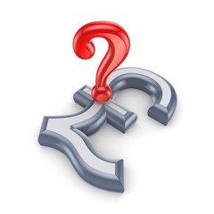 Red query mark on a pound sterling.