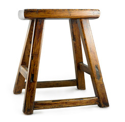 antique asian stool isolated on a white background