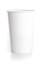 white disposable coffee mug isolated on a white background