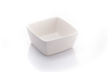 white square china bowl isolated on a white background