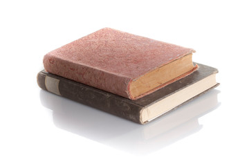 stack of old books isolated on a white background