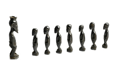 african people queue at the king isolated on a white background