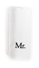rolled mr white towel isolated on a white background
