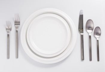 cutlery and disheware isolated on a white background