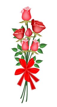 Lovely Red Rose Bouquet with Red Ribbon
