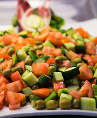 Fresh Salad of Cucumber Olives and Tomatoes