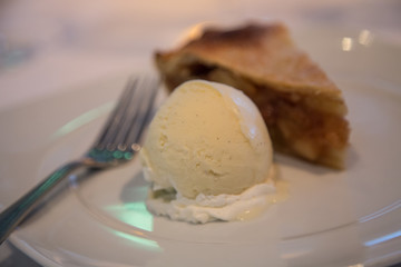 Scoop of Vanilla Ice Cream and Apple Pie