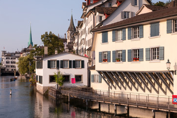 Zurich, river Limmat, Summer