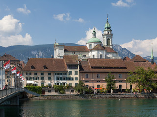 Solothurn, river Aare, St. Ursus Cathedral