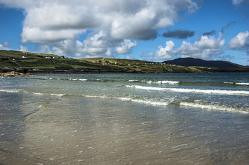 Seashore with the meadow in the backbround, Connemara Ireland.