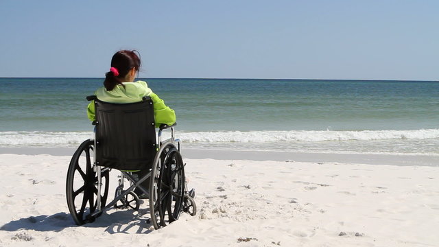 Woman Wheelchair Beach