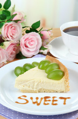 Slice of cheesecake with grape berries