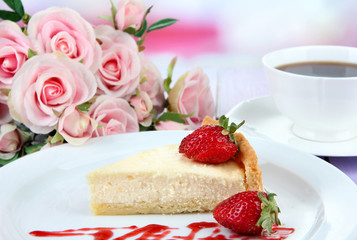 Slice of cheesecake with strawberry