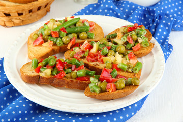 Sandwiches with vegetables and greens