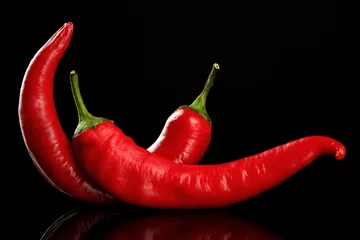 Fototapete Rund Red hot chili peppers isolated on   black © Africa Studio
