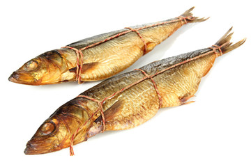 Smoked fish isolated on white