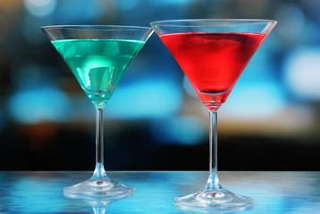 Cocktails on bright background