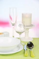 Beautiful table setting for breakfast