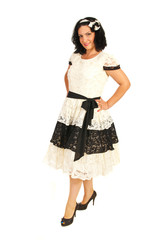 Beauty woman in elegant lace dress