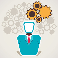 businessmen with gear bubble and gear background vector