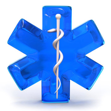 blue medical symbol isolated over white background