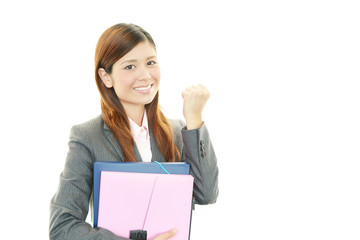 ガッツポーズのOL