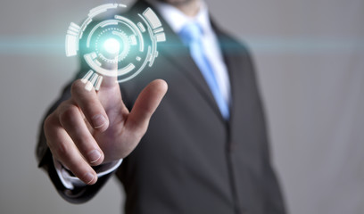 Businessman touching tactile interface