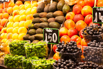 Fruits market, in La Boqueria,Barcelona famous marketplace