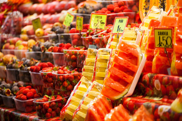 Fruits market, in La Boqueria,Barcelona famous marketplace