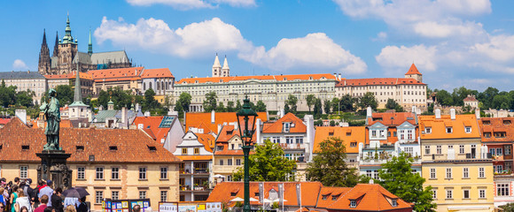 Fototapeta na wymiar Karlov or charles bridge in Prague in summer