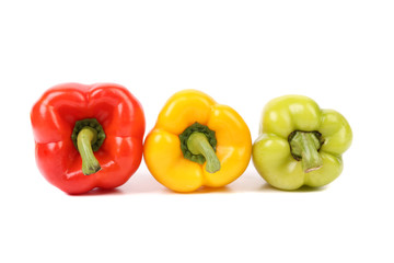 Three colored peppers.