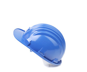 Blue hard hat.