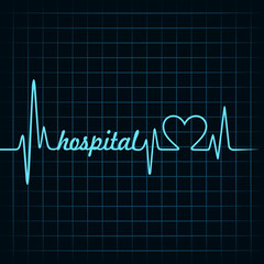 heartbeat make a hospital text and heart symbol stock vector