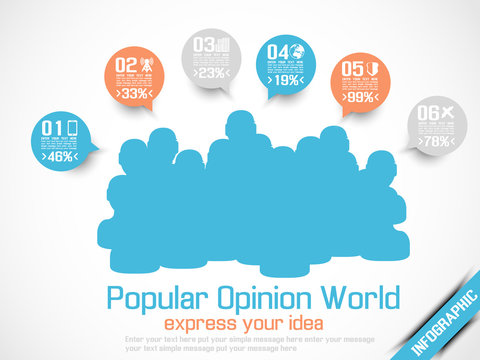 INFOGRAPHIC WORLD POPULATION IDEA MODERN STYLE BLUE ORANGE