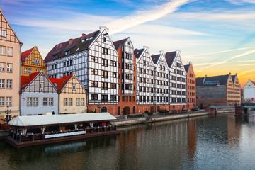 Naklejka premium Granary Island at the Motlawa river in Gdansk, Poland.