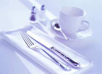cutlery and coffee cup