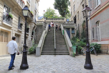 Escalier du quartier de Montmartre à Paris