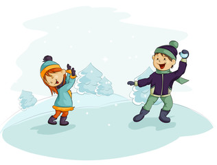 a snowball fight