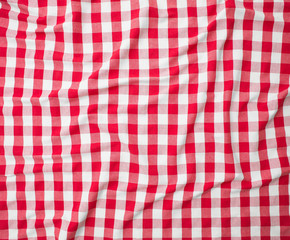 red linen crumpled tablecloth