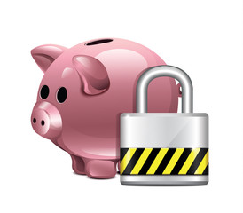 Vector Piggy Moneybox With Padlock