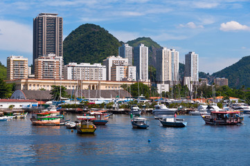Fototapeta na wymiar Rio de Janeiro Botafogo District with Buildings and Mountains
