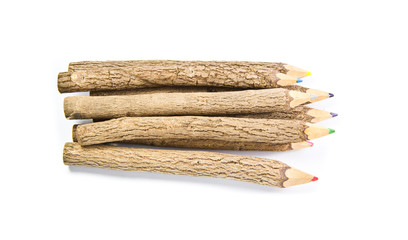 colored pencils on white background