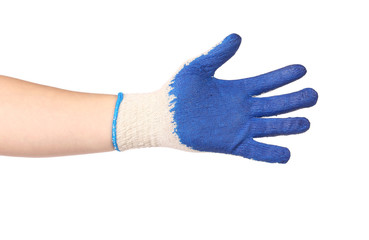 Rubber protective blue glove.