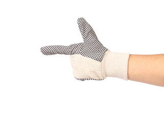 Working gloves with pointing finger.