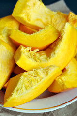 Slices of pumpkin on a plate