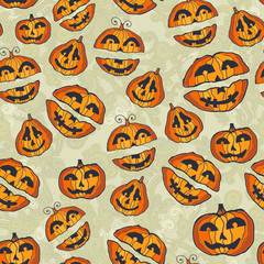 Cute Halloween seamless with pumpkins