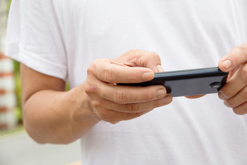 man checking his phone