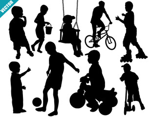 Set of child silhouettes
