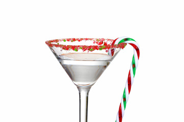 macro clear candy cane martini