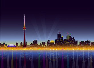 Toronto at Night - Vector illustration